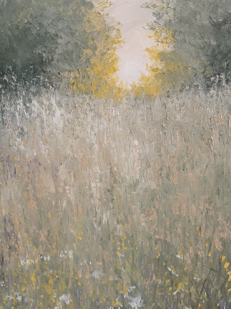 Subtle vibrations in the morning original painting by Danutė Virbickienė. Lithuanian Landscape Paintings