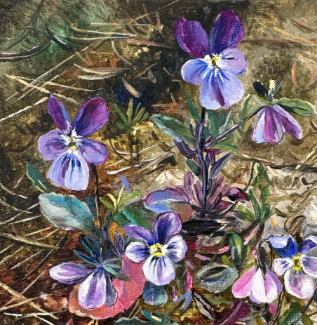 Neringa pansies original painting by Onutė Juškienė. Flowers