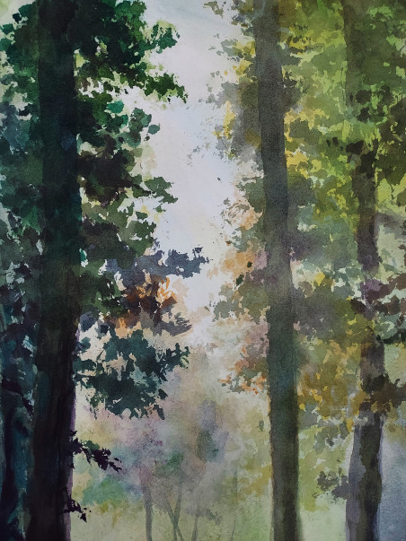 Forest path original painting by Eugis Eidukaitis. Home