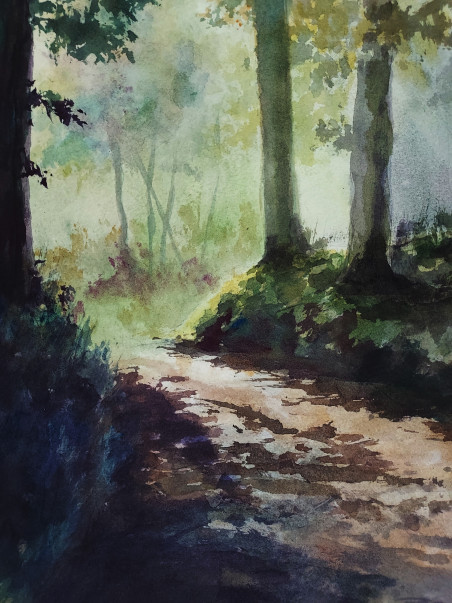 Forest path original painting by Eugis Eidukaitis. Home