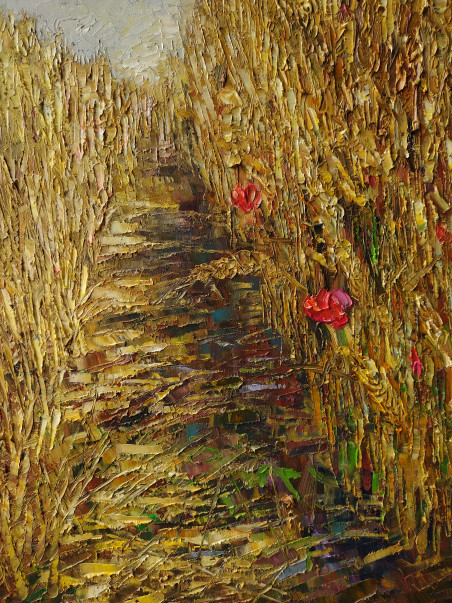 A Path In a Rye field I original painting by Simonas Gutauskas. Picked landscapes