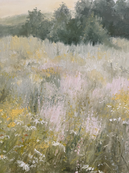 Silver morning original painting by Danutė Virbickienė. Lithuanian Landscape Paintings