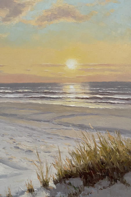 Warm Evening by the Sea original painting by Rimantas Virbickas. Lithuanian Landscape Paintings