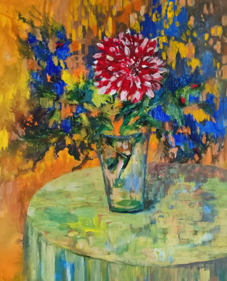 Dahlia original painting by Birutė Butkienė. Flowers