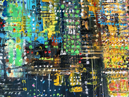 Manhattan lights original painting by Nijolė Grigonytė Lozovska. Urbanistic - Cityscape