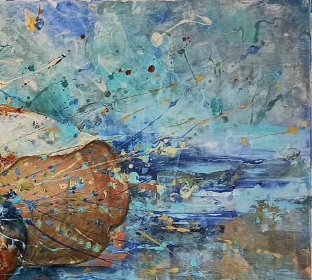 The Sound of the Sea original painting by Daiva Rožukienė. Marine Art