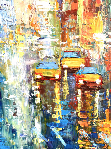 Just Another Big City Day original painting by Nijolė Grigonytė Lozovska. Urbanistic - Cityscape