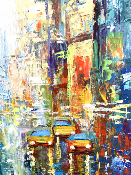 Just Another Big City Day original painting by Nijolė Grigonytė Lozovska. Urbanistic - Cityscape