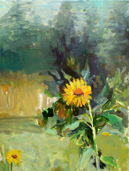 Sun flowers original painting by Kristina Darulienė. Flowers