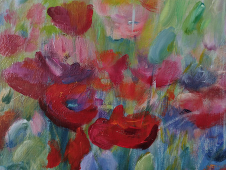 Poppy Meadow original painting by Irena Jasiūnienė. Paintings With Poppies