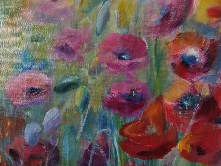 Poppy Meadow original painting by Irena Jasiūnienė. Paintings With Poppies