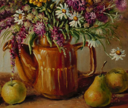 Herbaceous Bouquet original painting by Irma Pažimeckienė. Still-Life