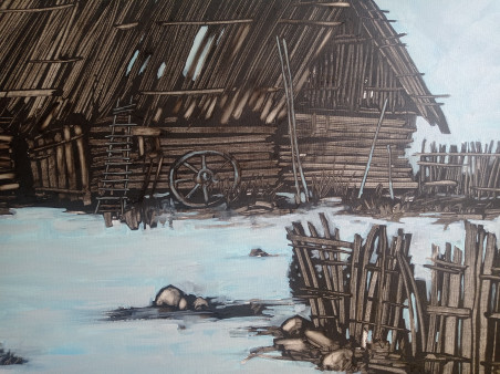 Old Barn original painting by Raimundas Dzimidavičius. Home