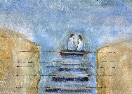 Stairs original painting by Inga Dambrauskienė. Freed Fantasy