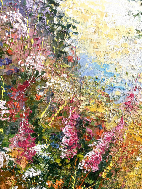 August meadow original painting by Nijolė Grigonytė Lozovska. Flowers