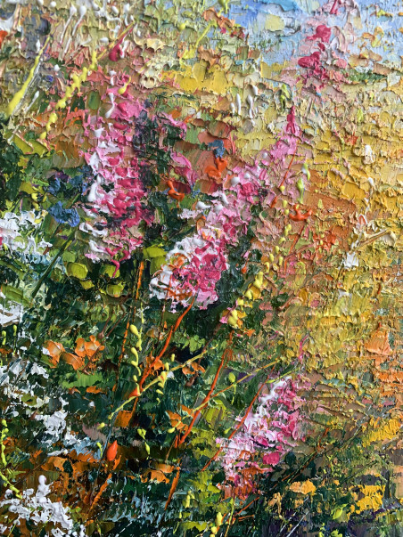 August meadow original painting by Nijolė Grigonytė Lozovska. Flowers