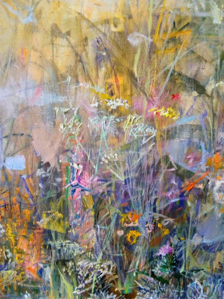 Cobwebs in the air without wind original painting by Jonas Šidlauskas. Flowers