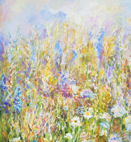 The colorful life of the grass original painting by Voldemaras Valius. Flowers