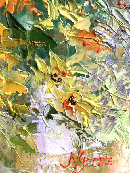 Autumnal original painting by Nijolė Grigonytė Lozovska. Talk Of Flowers