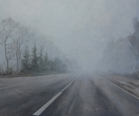 Fog original painting by Gintarė Marčiulynaitė Maskaliūnienė. Lithuanian Landscape Paintings