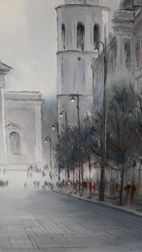 Gediminas Avenue 1 original painting by Aleksandras Lysiukas. Paintings with Vilnius (Vilnius)