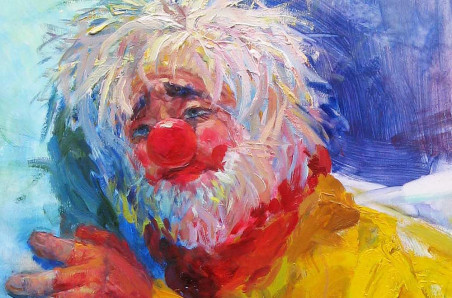 The Sad Clown original painting by Vilma Vasiliauskaitė. Home