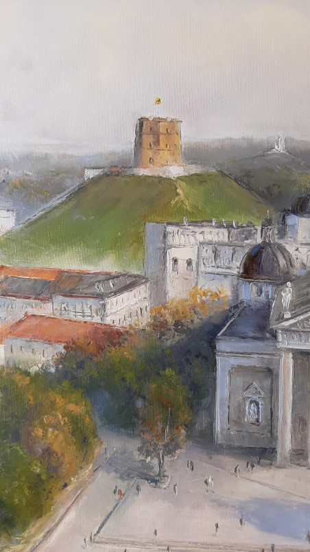 Vilnius Oldtown original painting by Aleksandras Lysiukas. Urbanistic - Cityscape