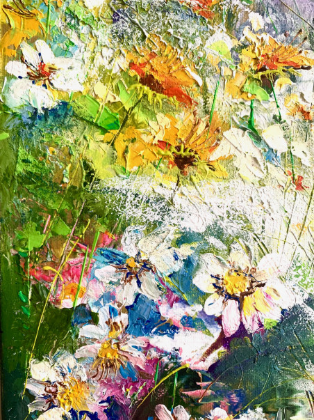 Summer. August original painting by Nijolė Grigonytė Lozovska. Flowers