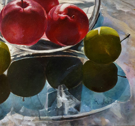 Apples original painting by Rimas Nаkrašas. Still-Life