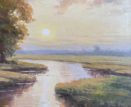 Moments of peace original painting by Rimantas Virbickas. Lithuanian Landscape Paintings