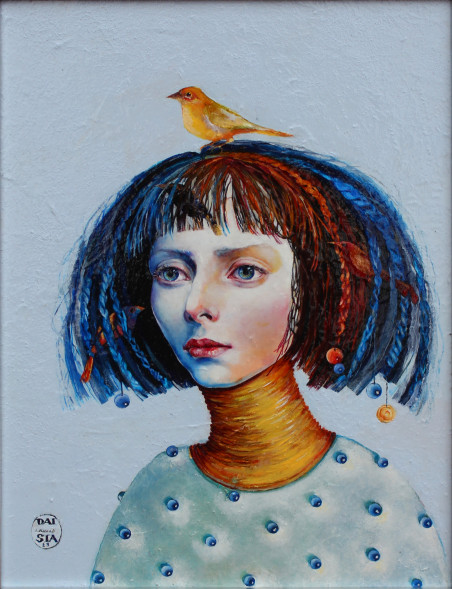 Chatty girl original painting by Daiva Staškevičienė. Paintings With People