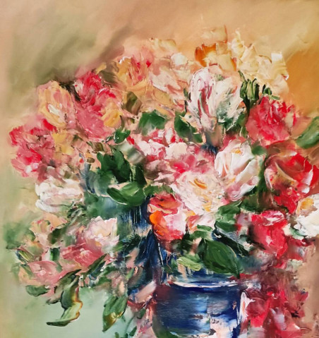 Bouquet of roses original painting by Birutė Butkienė. Home