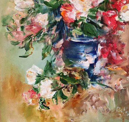 Bouquet of roses original painting by Birutė Butkienė. Home