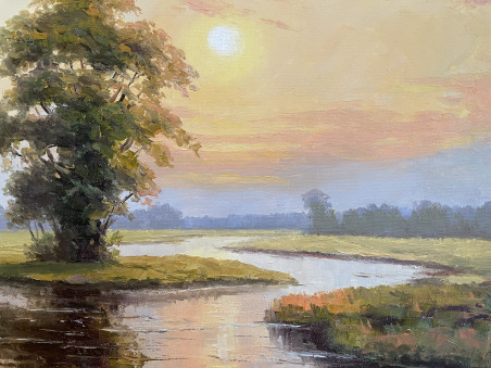 Morning Calm original painting by Rimantas Virbickas. Lithuanian Landscape Paintings