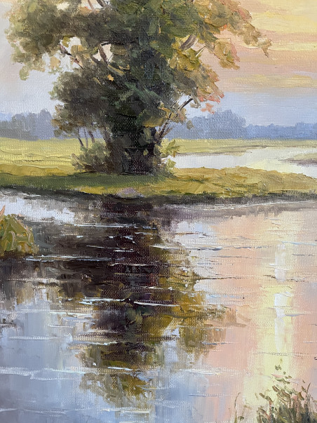 Morning Calm original painting by Rimantas Virbickas. Lithuanian Landscape Paintings