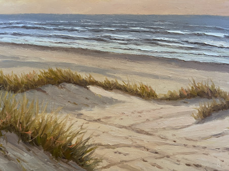 Warm Evening By The Sea original painting by Rimantas Virbickas. Lithuanian Landscape Paintings