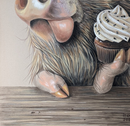 Maybe something sweet? original painting by Irena Kavaliauskienė. Animalistic Paintings