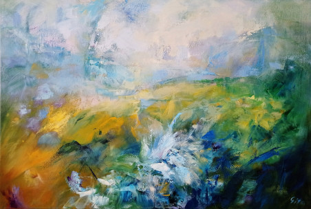 I run to wade through the meadow original painting by Gitana Petronaitienė. Abstract Paintings