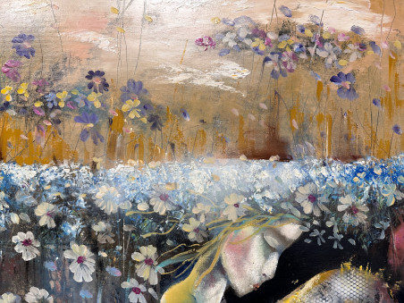 A walk in the sea of flowers original painting by Alvydas Venslauskas. Flowers