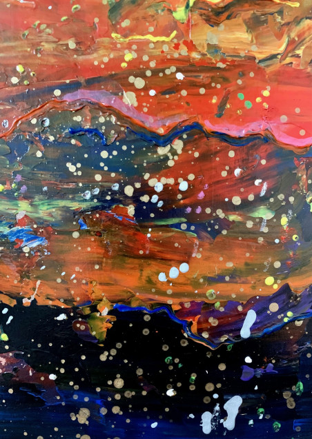 The path of the comet 2 original painting by Nijolė Grigonytė Lozovska. Abstract Paintings