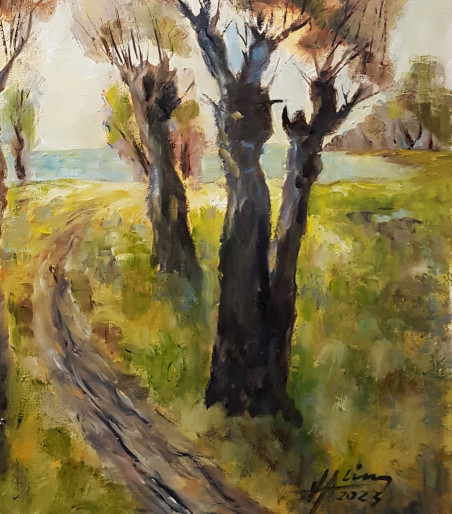 Pomeranian trees original painting by Voldemaras Valius. Lithuanian Landscape Paintings