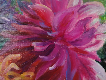 Dahlias original painting by Irena Jasiūnienė. Flowers