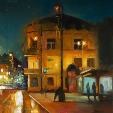 Vilnius lights original painting by Aleksandr Jerochin. Paintings with Vilnius (Vilnius)