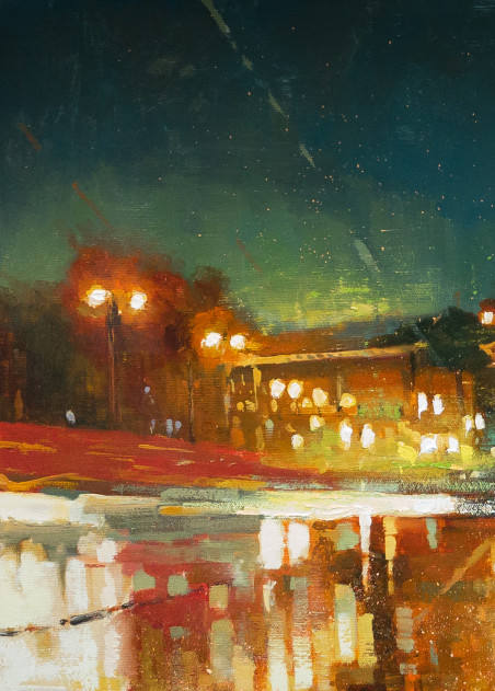 Vilnius lights original painting by Aleksandr Jerochin. Paintings with Vilnius (Vilnius)