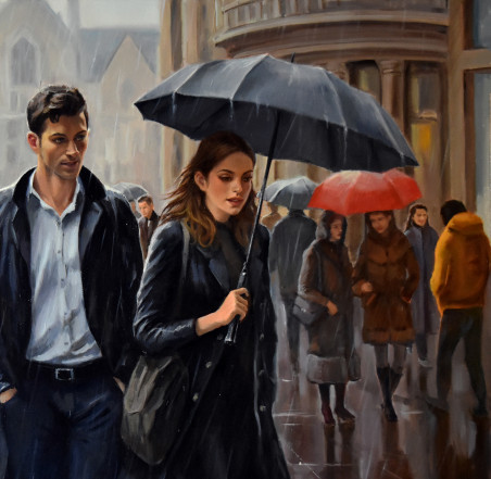 Dating in the rain original painting by Serghei Ghetiu. Home