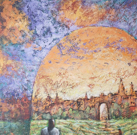 On the way of life original painting by Romas Žmuidzinavičius. Fantastic