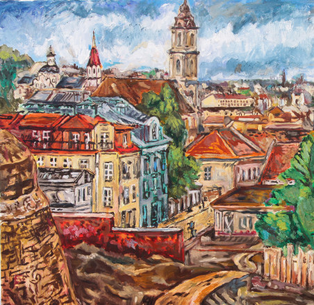 Vilnius view from Barbakan original painting by Daumantas Tomas Pilipavičius. Home