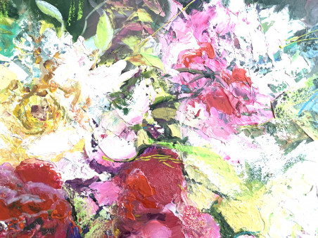 Peony mist original painting by Nijolė Grigonytė Lozovska. Flowers