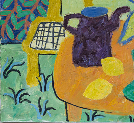 Still life with a yellow flower original painting by Vytautas Jūrevičius. Home