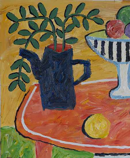 Still life with red table original painting by Vytautas Jūrevičius. Still-Life